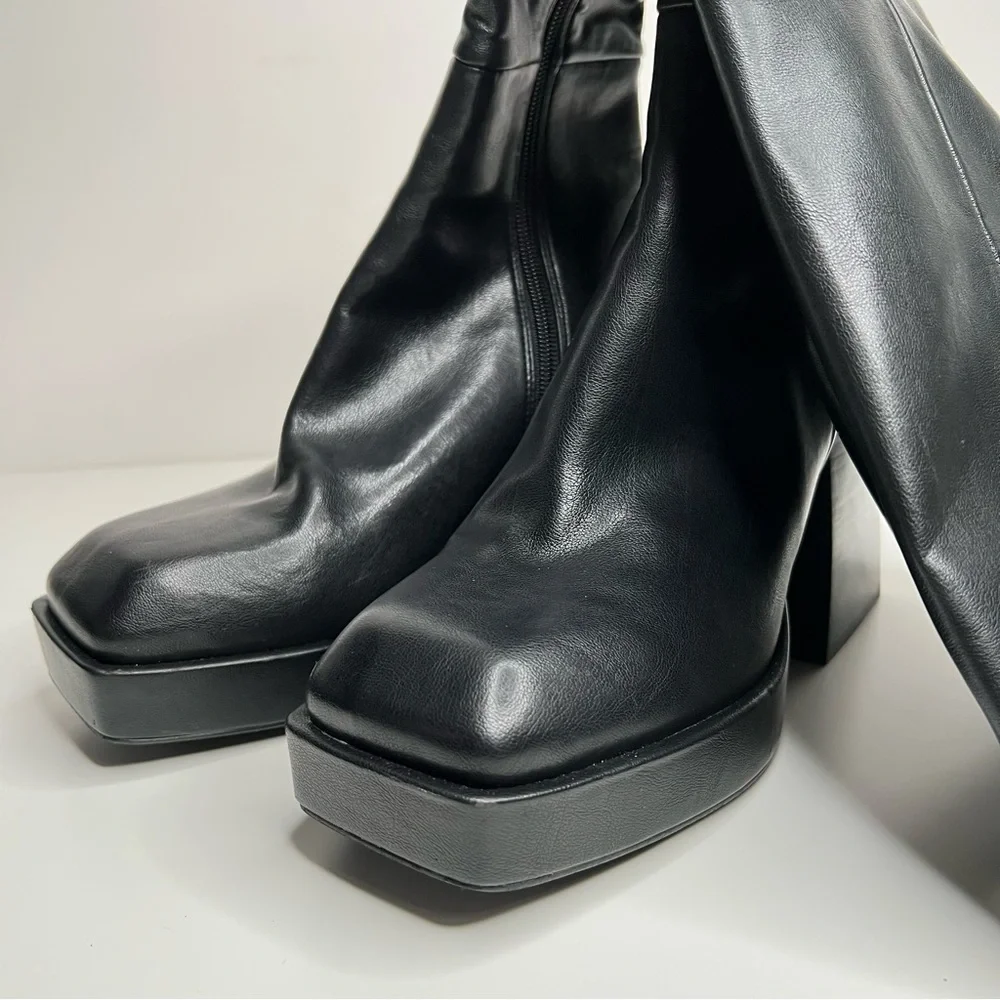 Jeffrey Campbell Black Over-the-Knee Platform Boots
